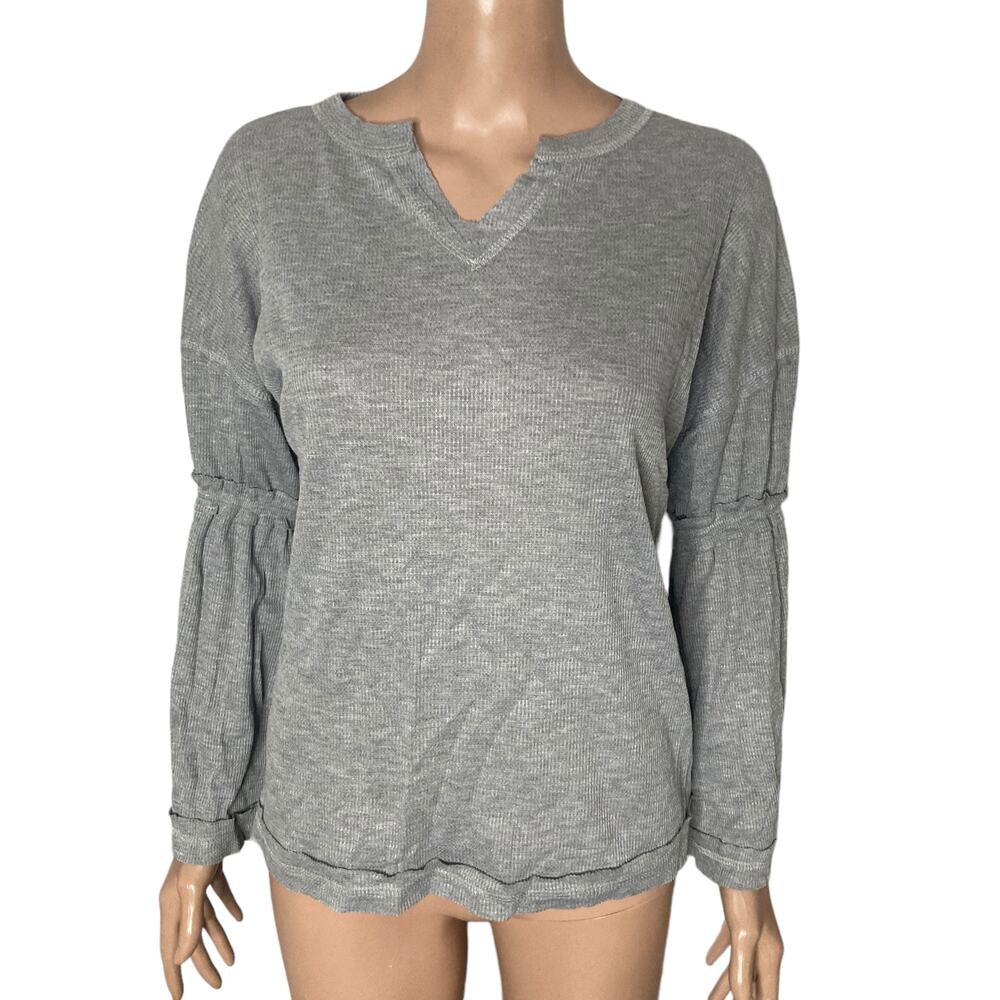Baea Womens Thermal Shirt Womens Large Flare Arms Gray